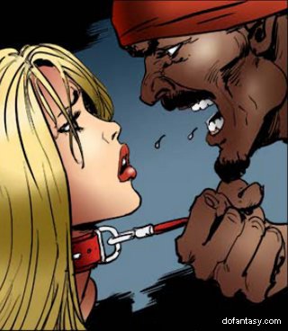 all up in the face of the girl on the leash