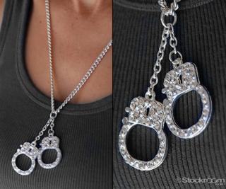 handcuff pendant with rhinestones