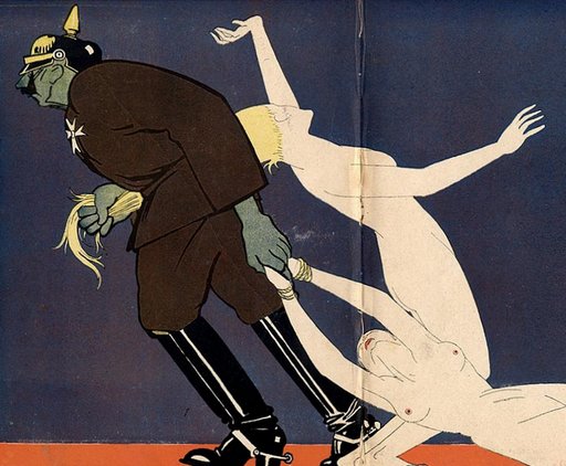 French propaganda art against the Germans, WWI