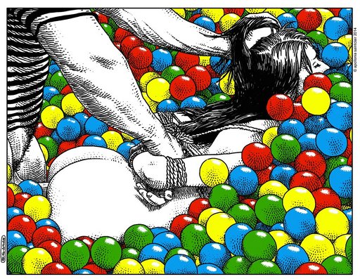 rope bondage sex in the ballpit