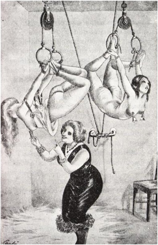 suspension bondage with titty bells