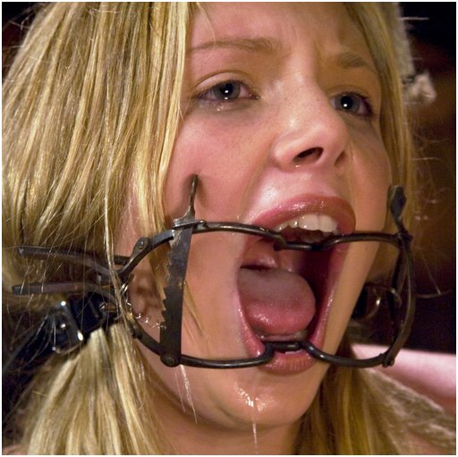 open mouth dental style blowjob gag showing of her big mouth to perfection