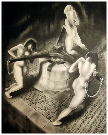 treadmill labor for chained slave girls
