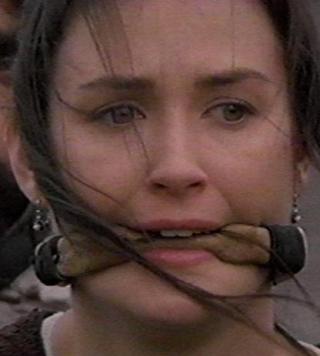 demi moore wearing a cloth bondage gag