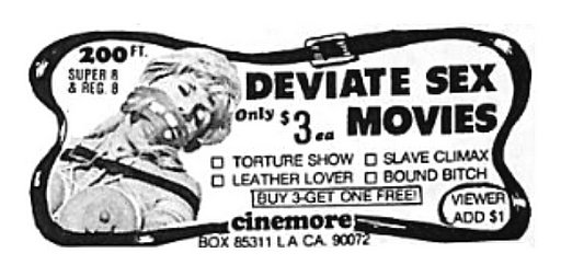 deviate sex movies ad for 8mm loops
