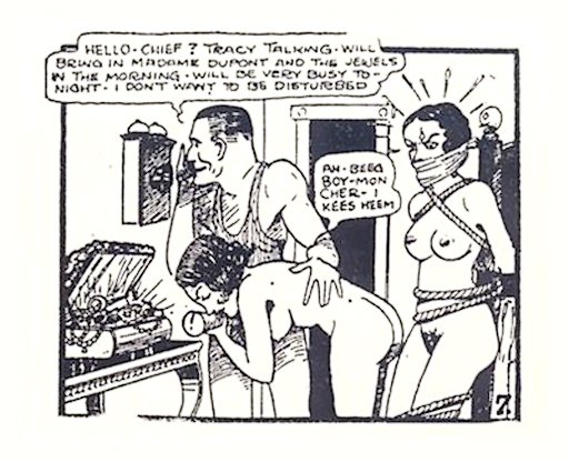 angry bondage captive in Tijuana Bible panel