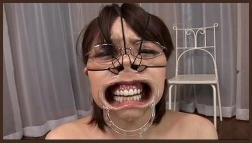 Japanese face bondage with nose hooks and dental retractors