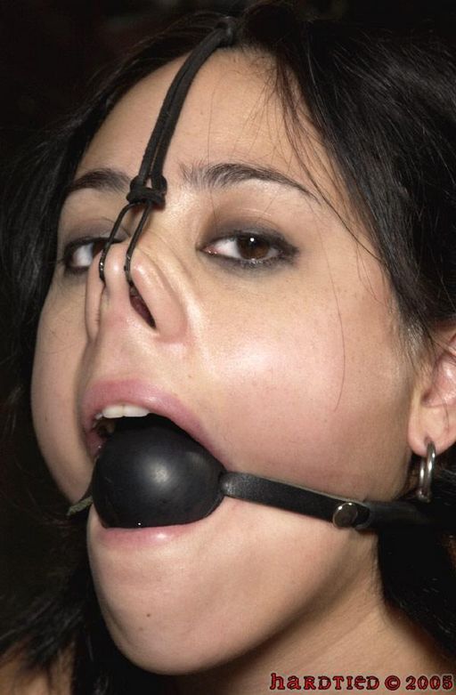 a nose hook and a ball gag and a beautiful girl