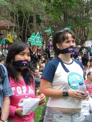 gagged anti-war cuties