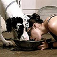 slavegirl allowed to feed with the dog