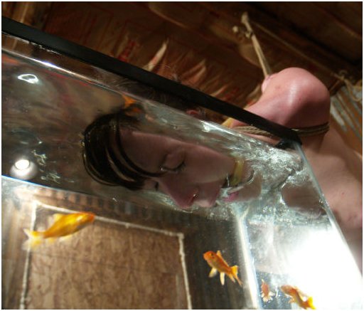 slave girl dunked repeatedly into a fish tank and told to catch a goldfish with her mouth