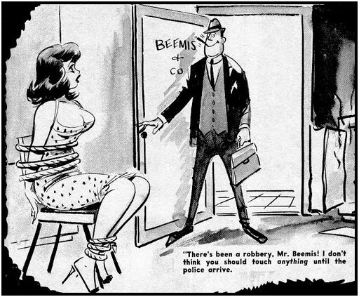 bondage secretary in a robbery cartoon