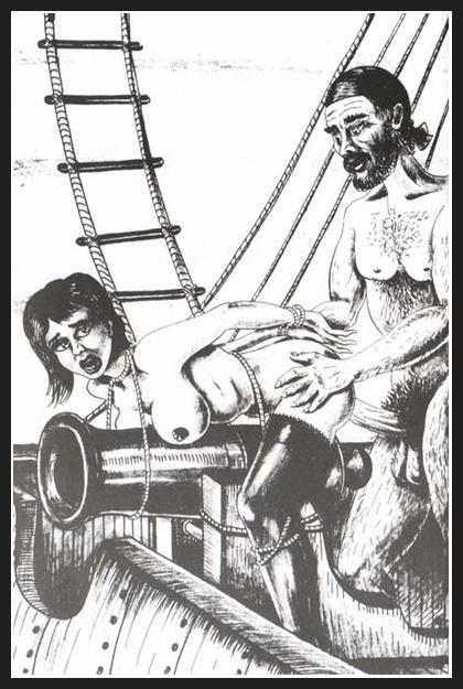 scurvy dog of a pirate fucks a woman tied to a cannon