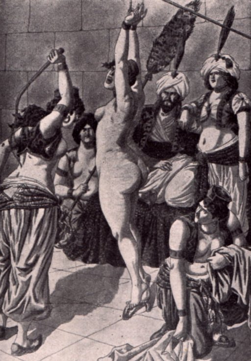 bondage whipping in the harem of the sultan -- while he watches!