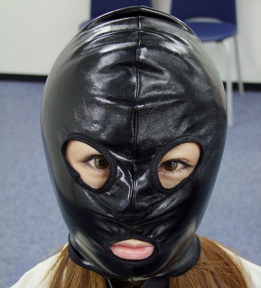 japanese girl in a leather hood