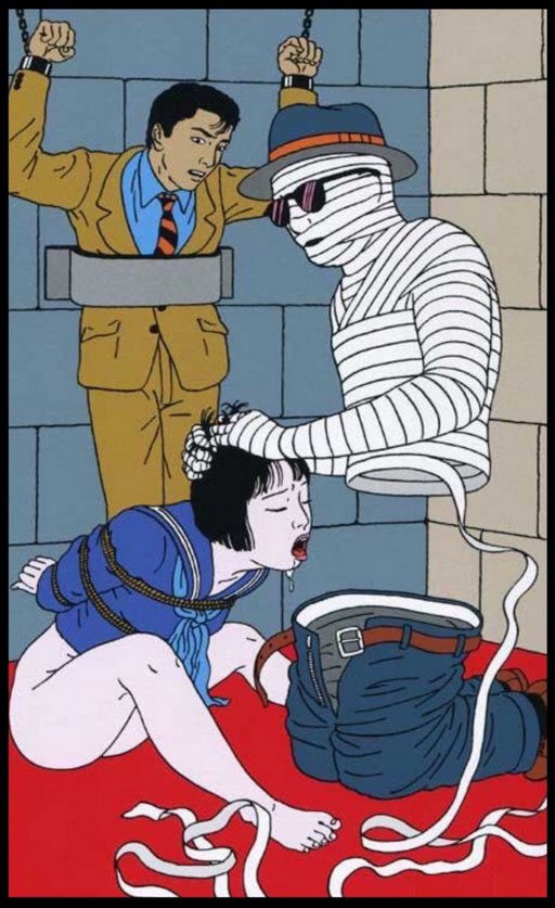 invisible man gets a blowjob from a tied woman while her tied up husband watches