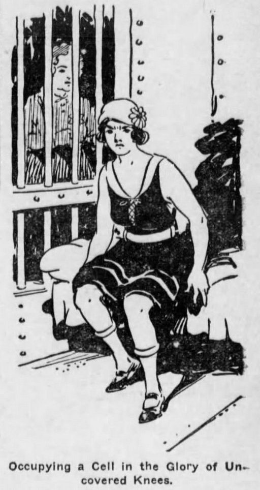 flapper in jail for having rolled down stockings