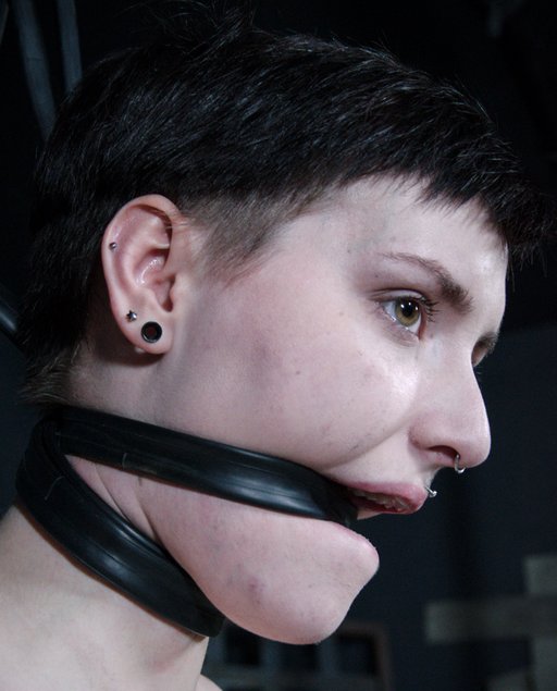 kitty dorian gagged with stinky rubber inner tubes