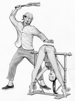 cartoon woman getting very hard tawse spanking