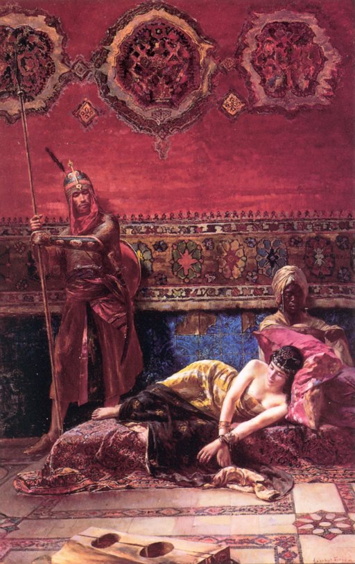 orientalist bondage art: The Pasha's Concubine with chained wrists