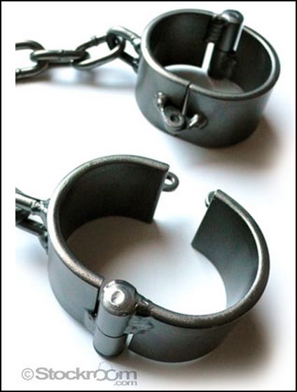 steel bondage wrist shackles from The Stockroom