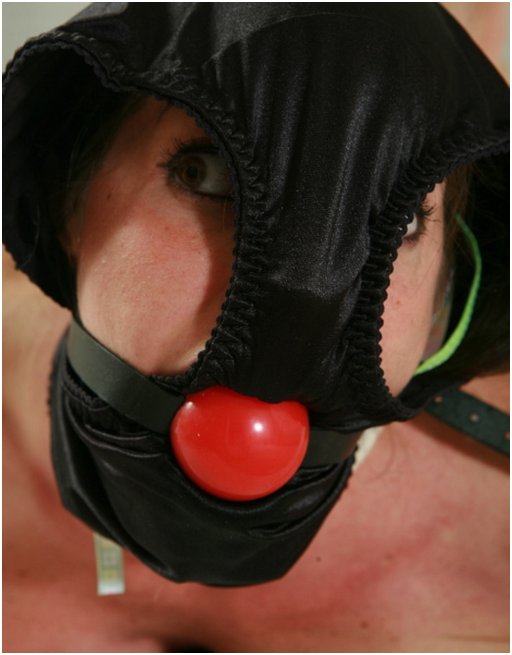 panties on her head plus ball gag