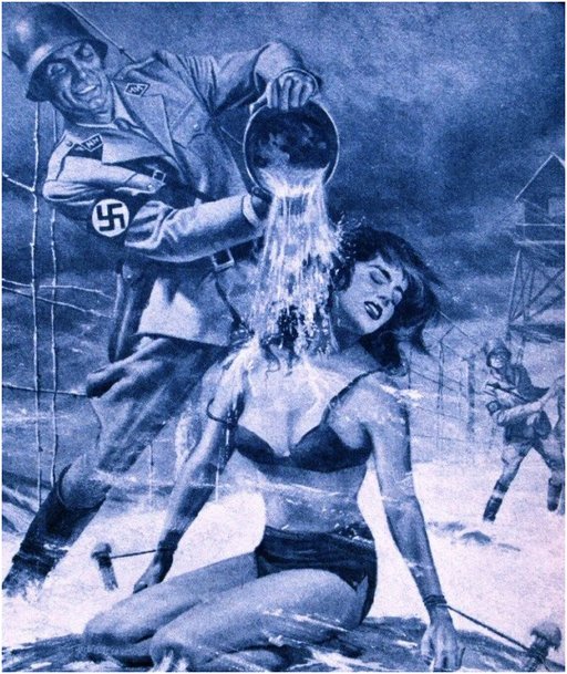 nazi interrogating a female partisan by pouring cold water on her during a blizzard