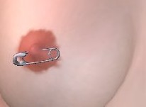 nipple with a safety pin in it