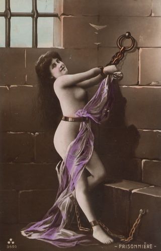 vintage women in prison bondage french postcard
