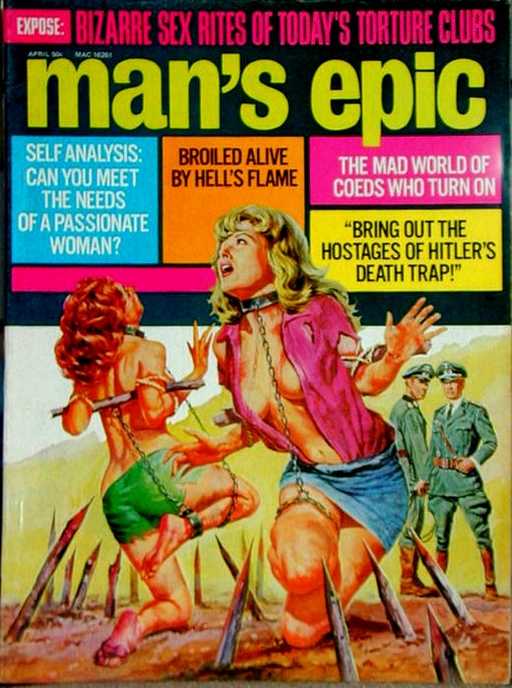 chained on the cover of Man\'s Epic magazine