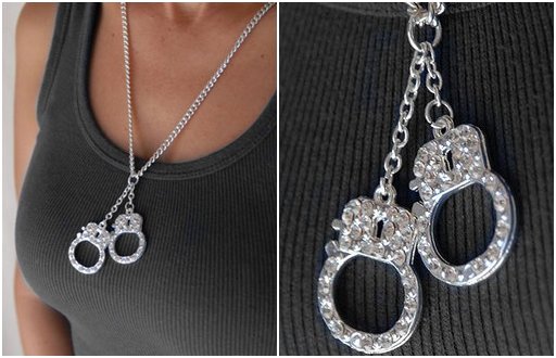 handcuff pendant with rhinestones