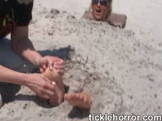 tickle bondage at the beach
