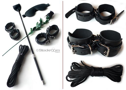bondage 101 cuffs rope blindfold and riding crop basic kink kit
