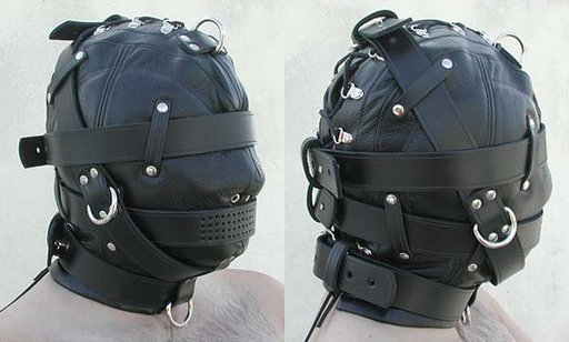 black leather hood