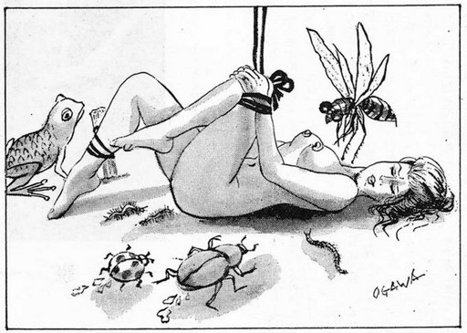 disobedient slavegirl tied in the swamp to be eaten by giant bugs and frogs