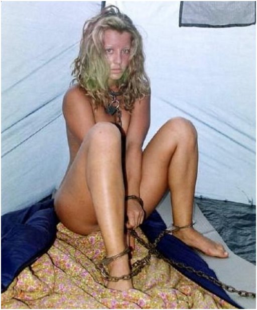 naked and chained and grumpy tent slave