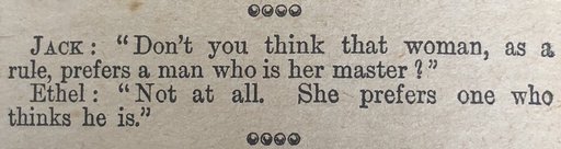 topping from below: don't you think a woman prefers a man who is her master? Not at all. She prefers one who thinks he is.