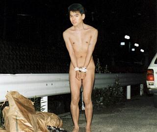 nude man tied in public